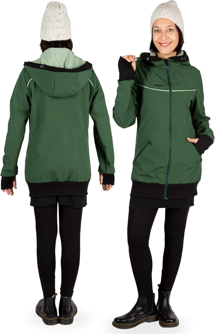 Viva la Mama 3in1 Softshell Tragejacke Baby Umstandsjacke Allwetter I JACKY L Waldgrün, L Waldgr&amp;