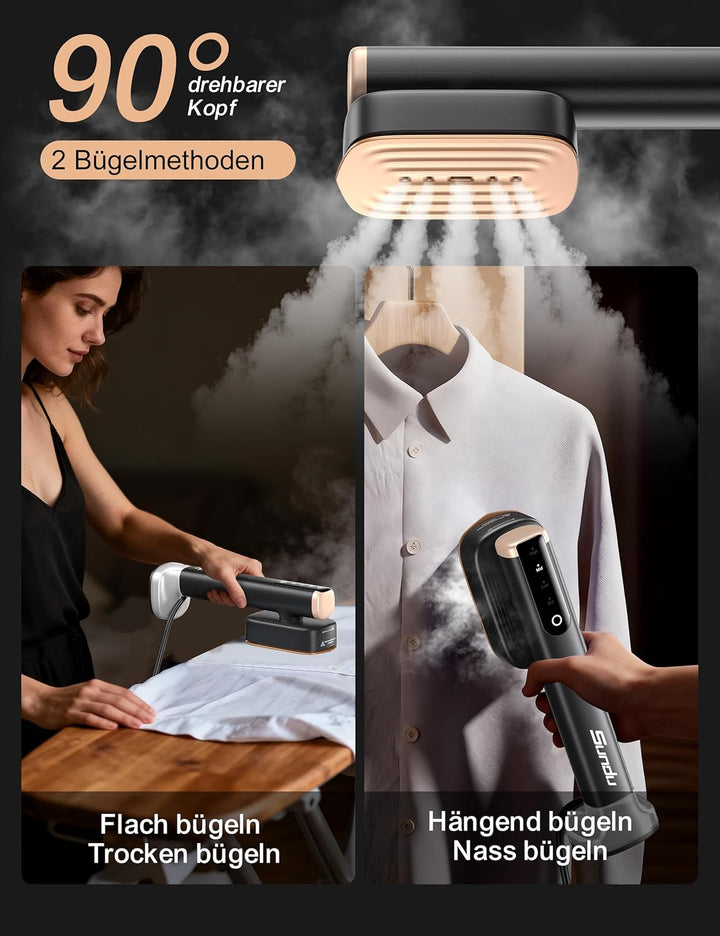 Sundu Dampfglätter, Steamer mit 2 Wassertanks (180 ml und 100 ml), 15S Schnelles Aufheizen, 24 g/min
