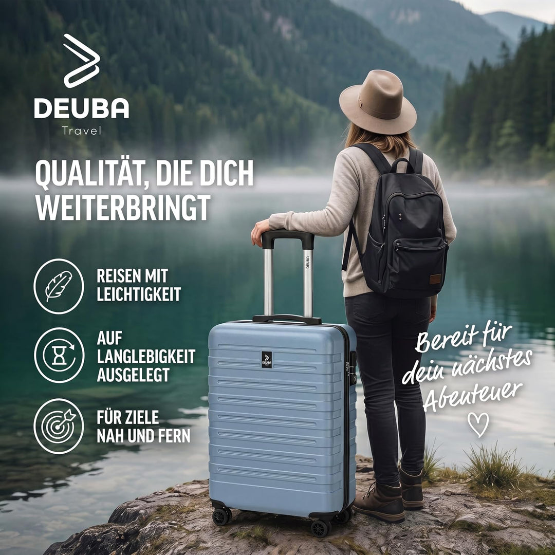 DEUBA® TRAVEL Koffer Set 3tlg 55x40x20 Sicherer Stauraum Kreuzgurt PVC Fach Reisekoffer Gross Trolle