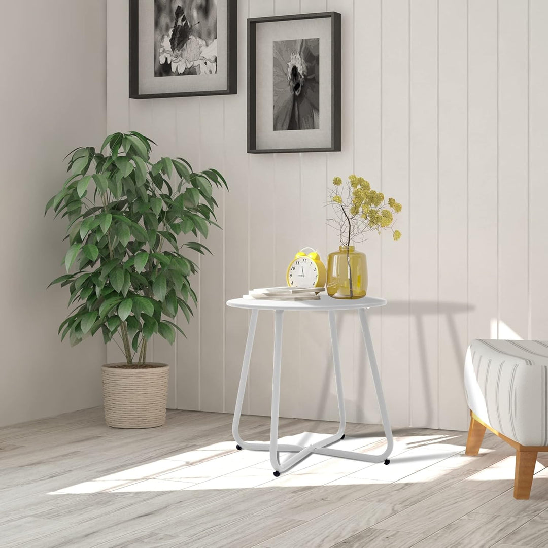 Beistelltisch, Kleiner Beistelltisch Metall, Garten Rund, Couchtish & Kaffeetisch mit Verstellbarer