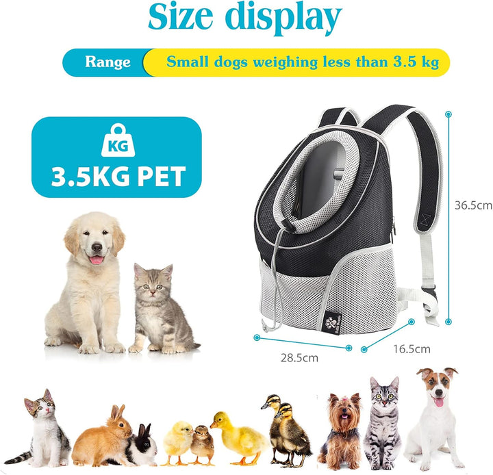 PETCUTE Hunderucksack für Kleine Hunde,Verstellbare Katzenrucksack Transporttasche mit Head-Out-Desi