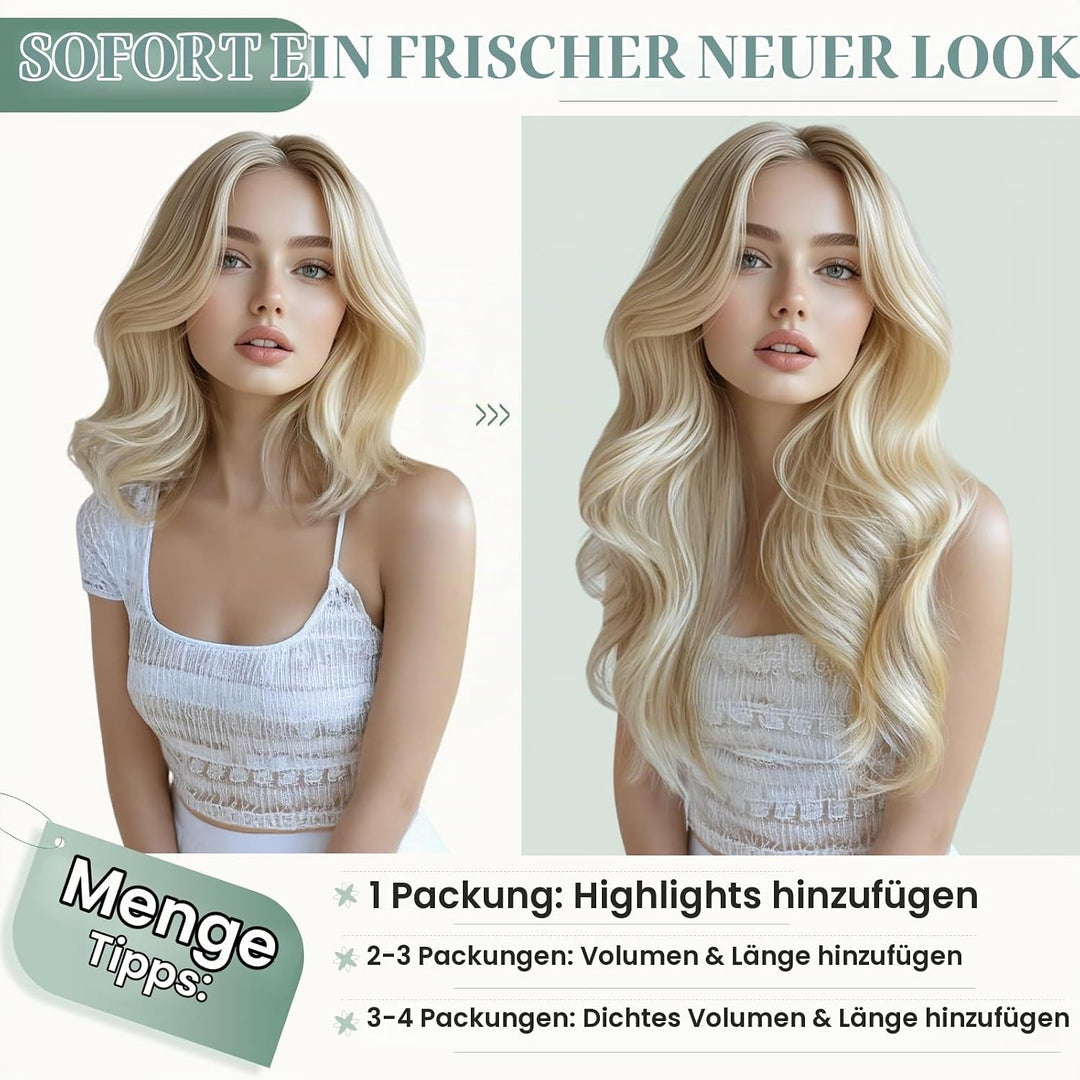 Rich Choices Clip in Extensions Echthaar 8 Stück Clip Extensions 20cm 
