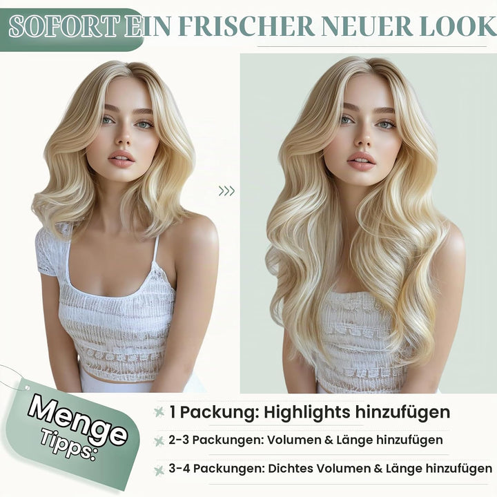 Rich Choices Clip in Extensions Echthaar 8 Stück Clip Extensions 20cm 