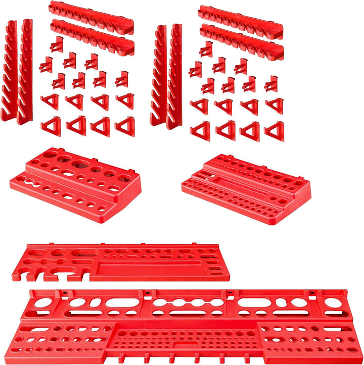 Lagersystem Werkstattregal | 172 x 78 cm | 88 stck. Box | Wandregal mit Werkzeughalterungen und Stap