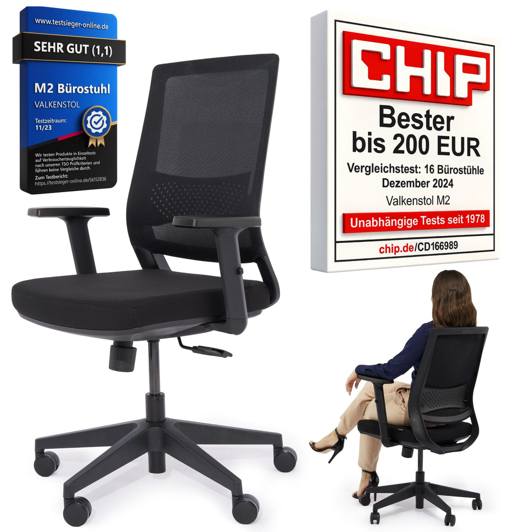 VALKENSTOL M2 Ergonomischer Bürostuhl 150 kg [ohne Kopfstütze] Schreibtischstuhl Ergonomisch Bürostu