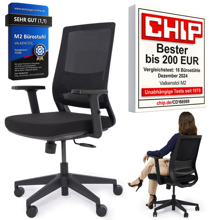 VALKENSTOL M2 Ergonomischer Bürostuhl 150 kg [ohne Kopfstütze] Schreibtischstuhl Ergonomisch Bürostu