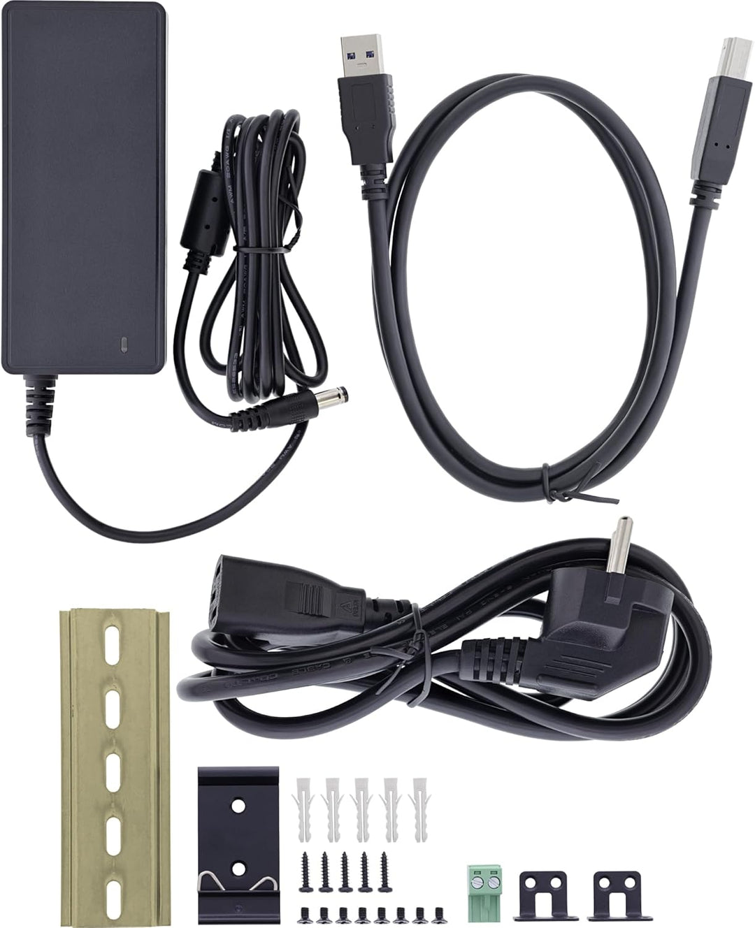 Inline USB 3.2 Gen.1 Industrie-Hub mit 10 Ports, Aluminiumgehäuse, DIN-Schienen-Montage, aktiver USB