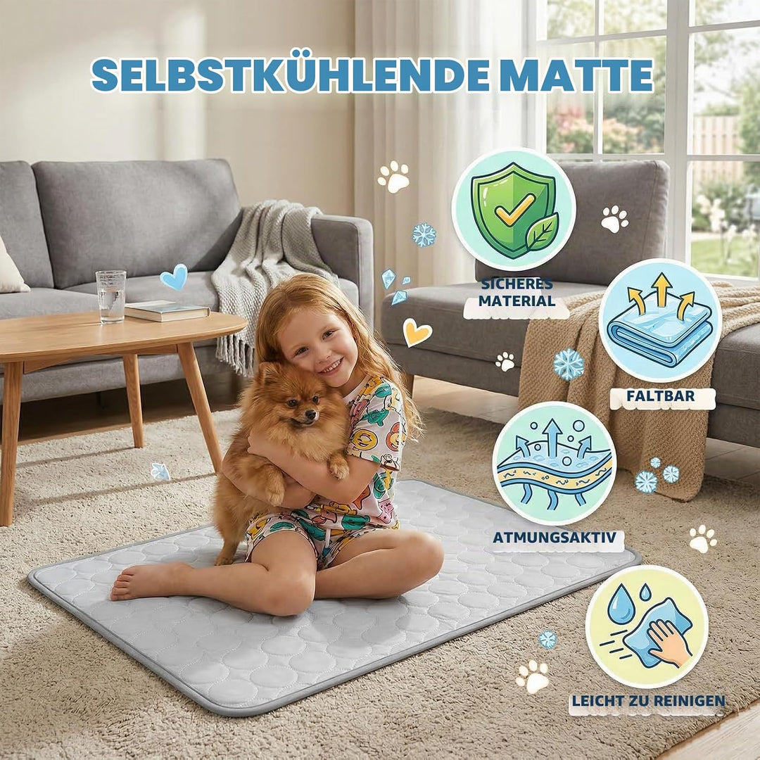 Qoosea Kühlmatte für Hunde Selbstkühlende Hundematte, Komfortabel Pet Cooling Mat Kühldecke Waschbar