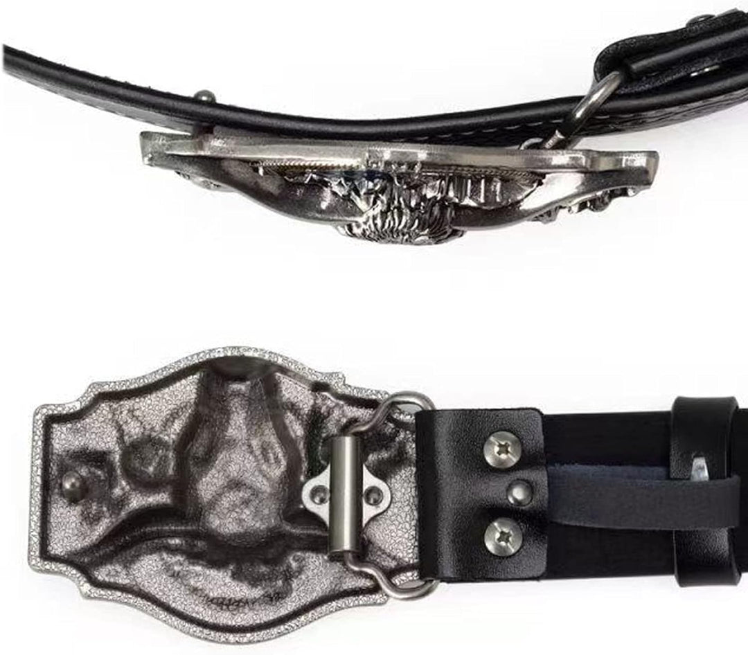 WRJAHCG Gürtel Western für Cowboy, Vintage Long Horn Bull Rodeo Western Cowboy Gürtel,Silver black,1