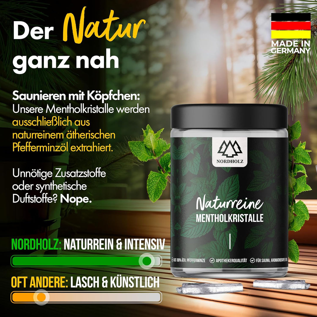 Mentholkristalle [50gr] für Sauna in Premium Qualität aus 100% Minzöl - Befreit die Atemwege und sor