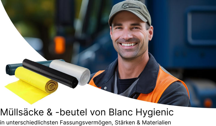Blanc HYGIENIC Qualitäts-Müllbeutel – Mülltüten 16 Liter, 40x 50 Stück auf Rolle, Mülleimerabfallbeu