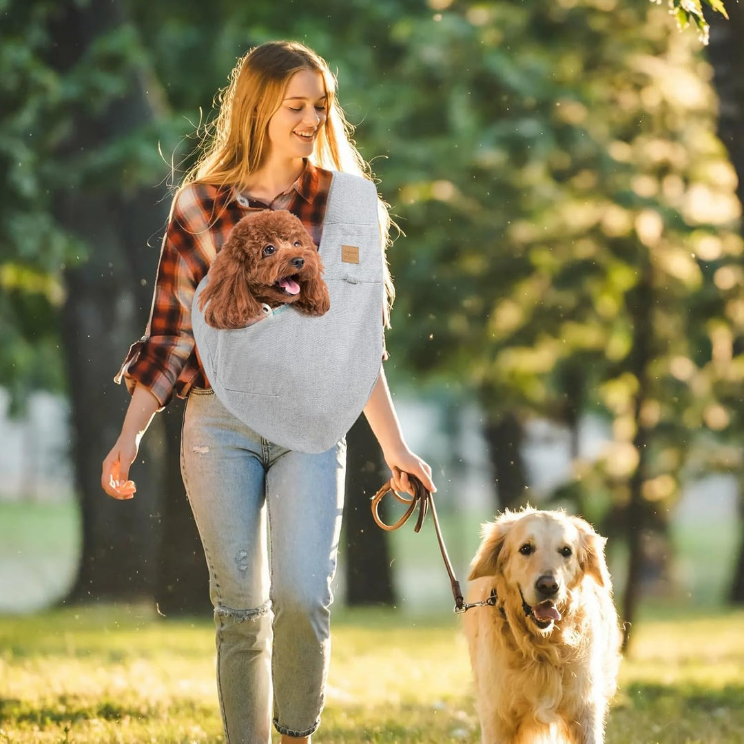 PETCUTE Hundetasche für Kleine Hunde bis 6 kg,Freihändig, Atmungsaktiv,Hundetragetasche mit Tasche,S