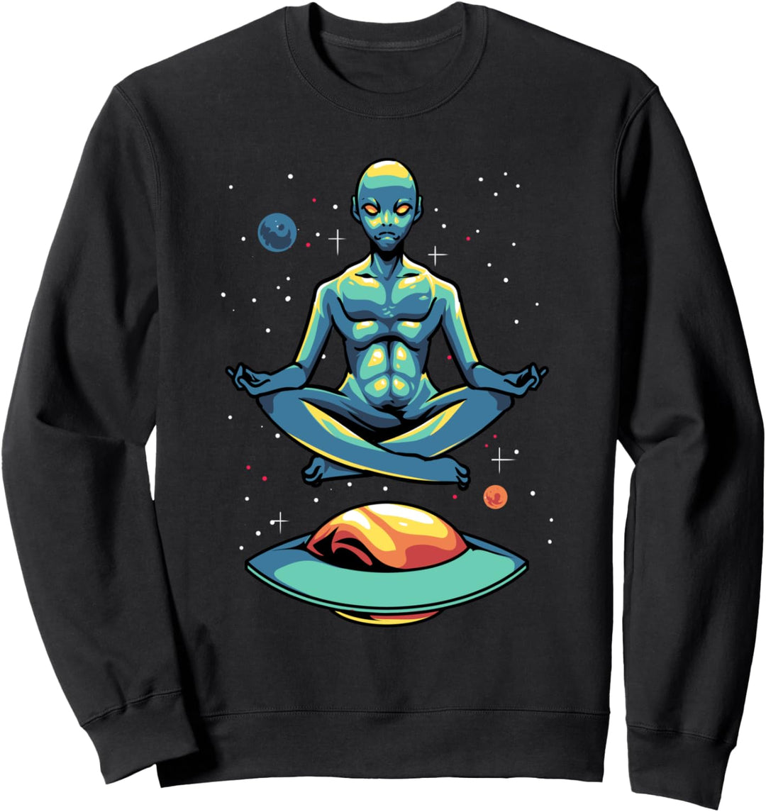 Yoga Alien meditiert in der Galaxie Sweatshirt