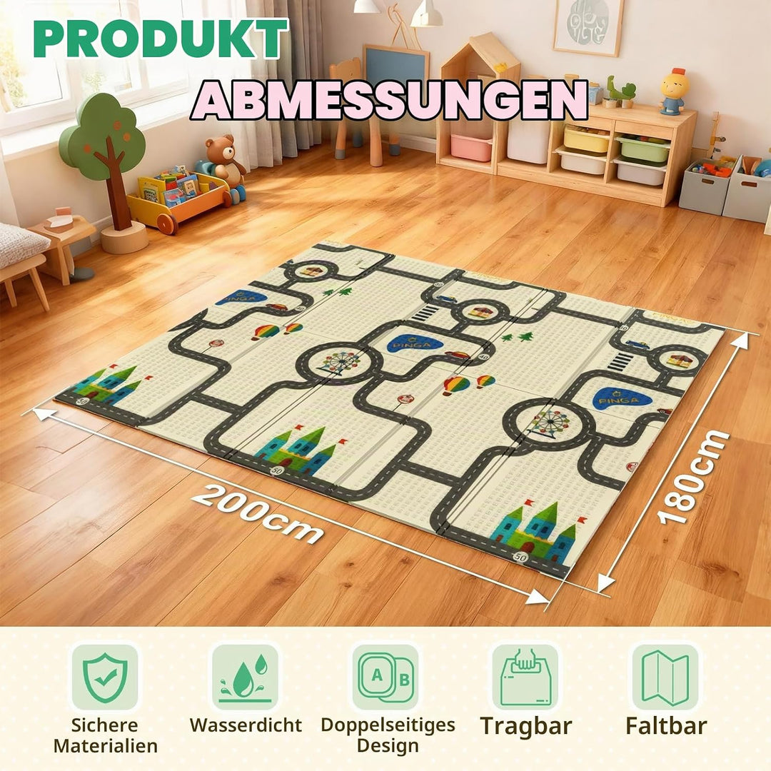 Soontrans Krabbelmatte Baby, Spielmatte Baby Faltbar, 200x180x1cm, Play Mat for Babies Doppelseitige