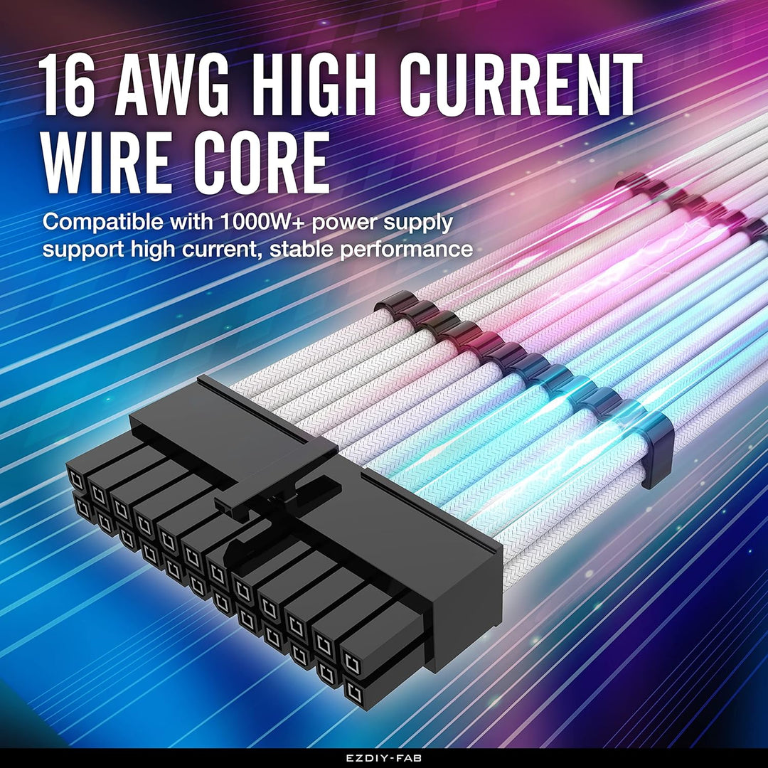 EZDIY-FAB Sleeved Cable - Kabelverlängerung für Stromversorgung mit Combs 24 PIN 8PIN 6PIN 4 + 4 PIN