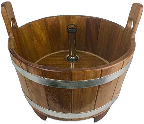 SudoreWell® Sauna Fusswanne aus Kambalaholz mit transparenter Versieglung inkl. Ablauf mit Standrohr
