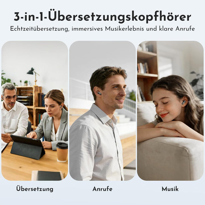 MINISO MS119 KI Übersetzer Kopfhörer, 3-in-1 Übersetzungskopfhörer in Echtzeit, 165 Sprachen &amp; 9 Übe
