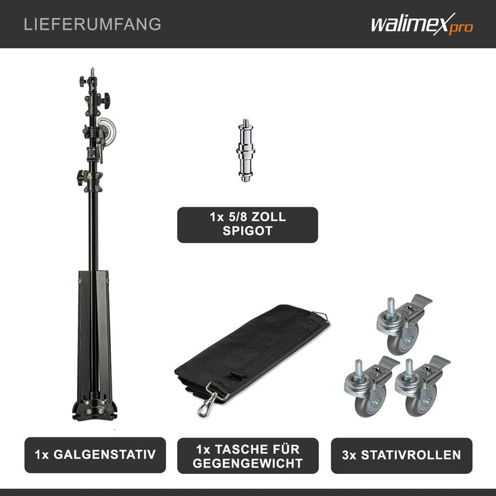 Walimex Galgen-/Rollstativ, Schwarz ohne Gegengewicht Single, ohne Gegengewicht Single