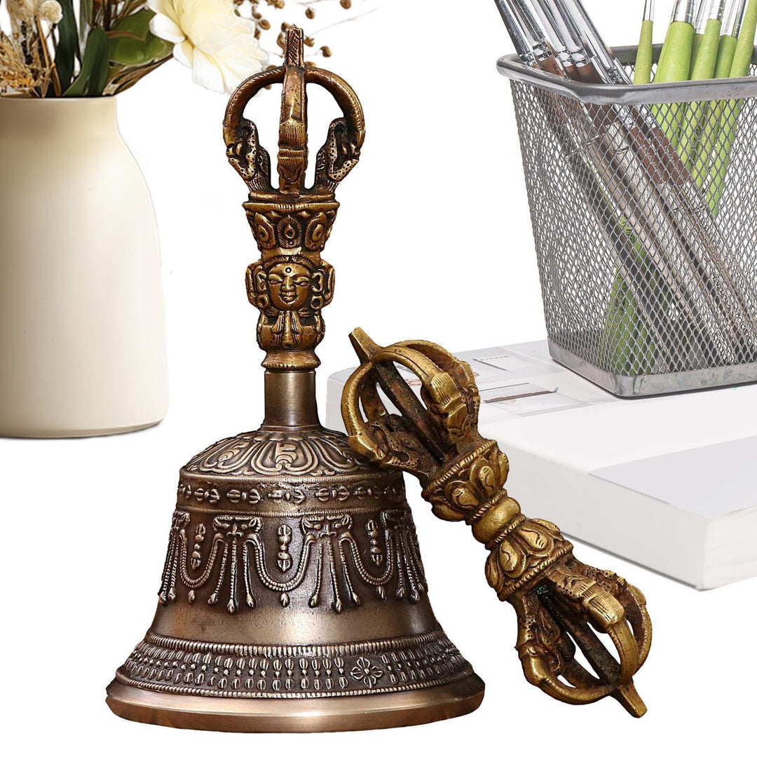 Meditationsglocke,Mini Tibetische Glocken Bajra Set | Handgefertigte Singing Bowl Dorje Vajra Buddhi