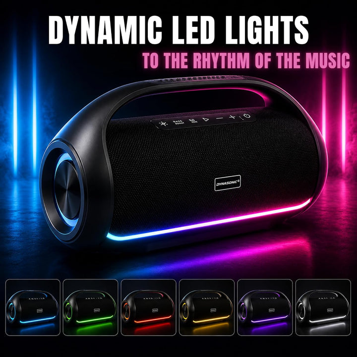 DYNASONIC S90 – IPX7 tragbarer Bluetooth Lautsprecher. Kabelloser Outdoor Lautsprecher. Stereoanlage