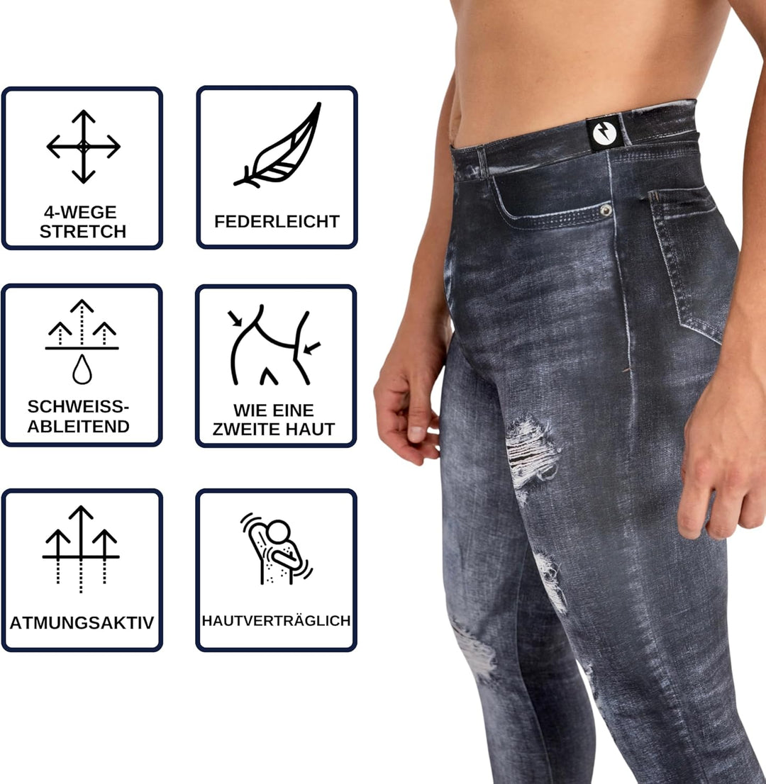 Kapow Meggings - Die originalen Männer Leggings S Black Jean Johnny, S Black Jean Johnny