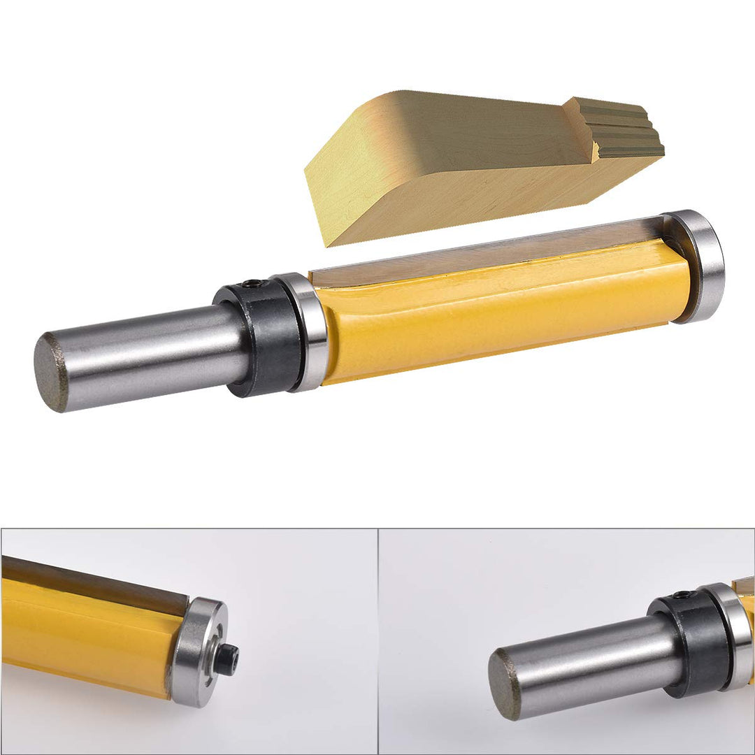 KATUR Top und Bottom Bearing Flush Trim Bits, Double Flute Trim Bit mit Doppellager, Gelb (1/2 Zoll