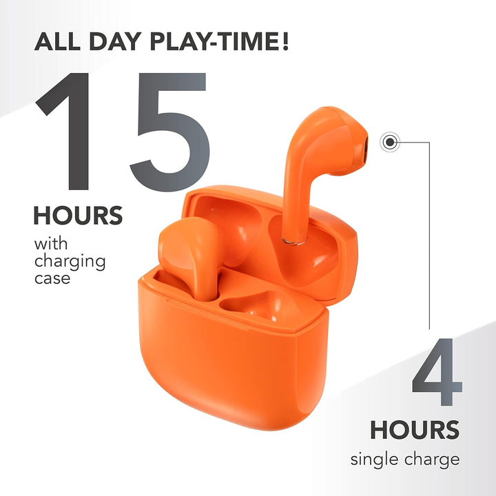 Music Sound | Swag - Kabelloses Kapsel-Headset - Wiedergabezeit bis 20 Stunden - Bluetooth - Orange,