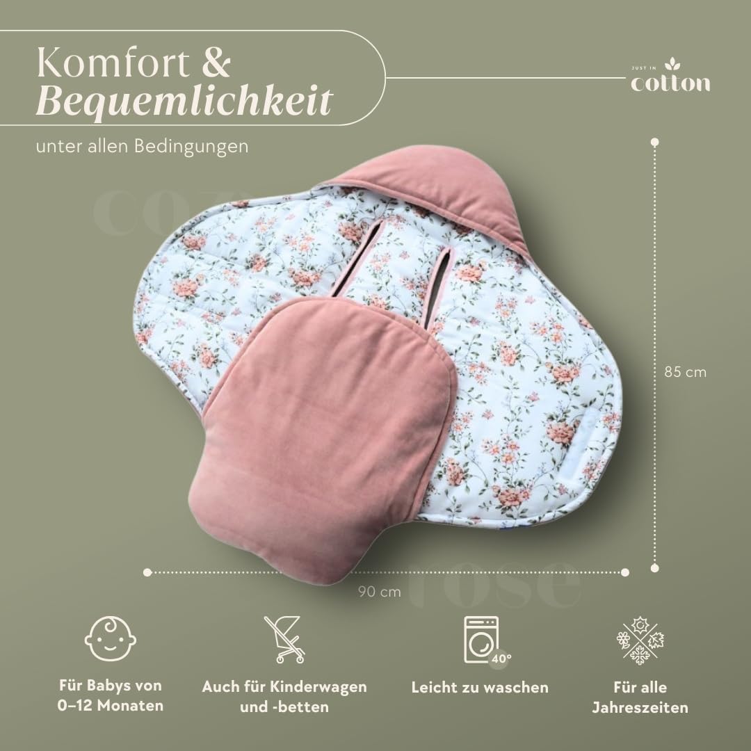 Einschlagdecke Babyschale Kinderwagen: Velours-Bambus-Decke für Autositz, Kinderwagen und Wanne. bab
