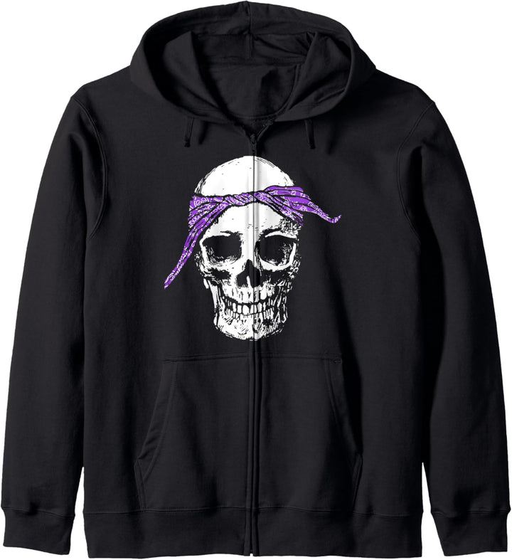 HipHop Skull & Purple Do Rag Bandana Old School Rap Retro Kapuzenjacke