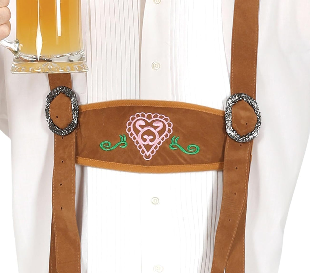 Fiestas Guirca Kostüm Lederhose Herren mit traditionellem Stick - Kostüm Oktoberfest Herren - Tracht