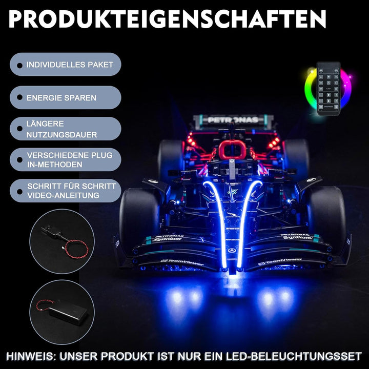 Fernbedienung Licht-Kit für Lego 42171 Mercedes-AMG F1 W14 E Performance (Nicht Lego), Led Beleuchtu