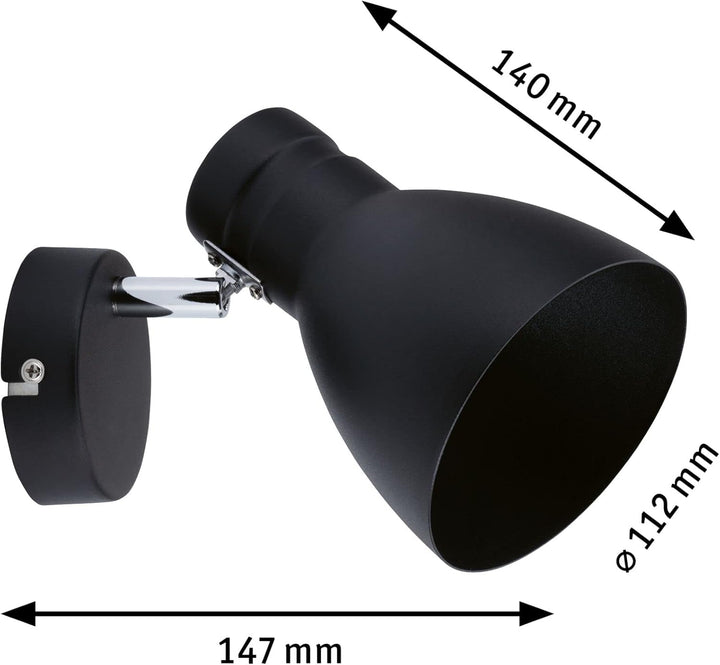 Paulmann 66759 Spotlight Davy 1-flammig max. 20 Watt Deckenleuchte Schwarz Spot Metall E27 Deckenstr