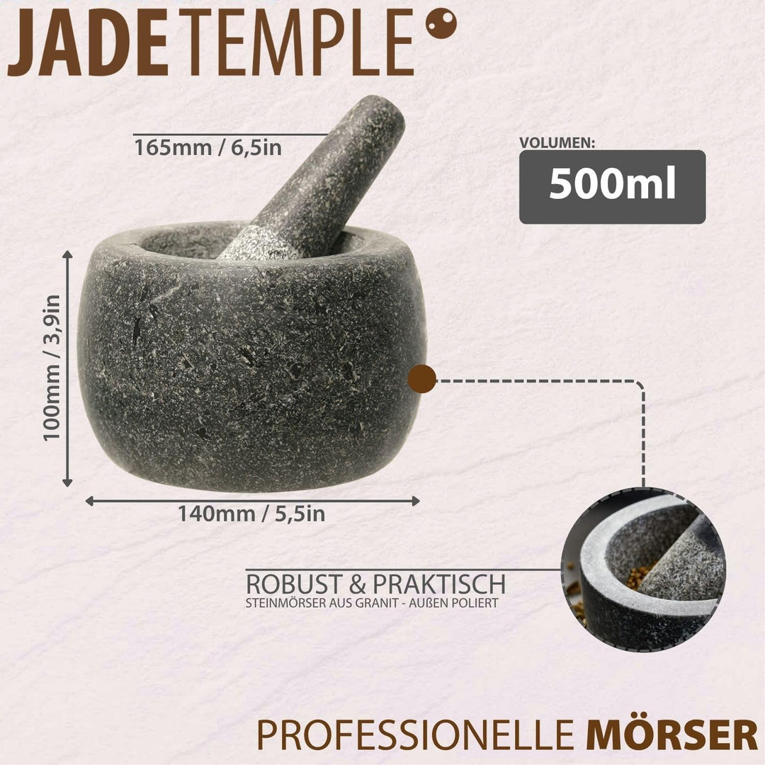 JADE TEMPLE 17204 Steinmörser mit Stössel im Set, effektives und einfaches mörsern,aus massivem Gran