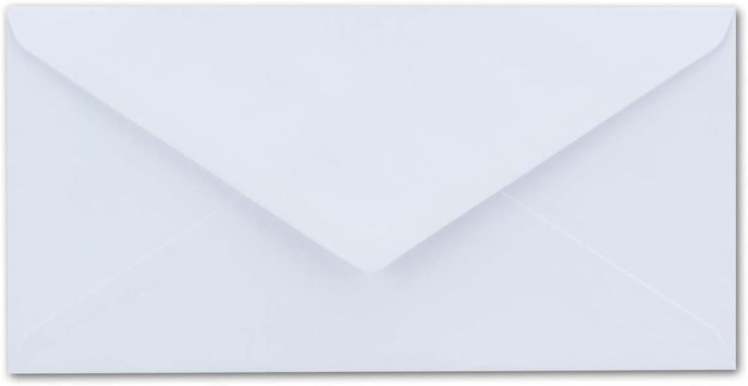 150 Brief-Umschläge DIN Lang - Weiss mit Gold-Metallic Innen-Futter - 110 x 220 mm - Nassklebung - f