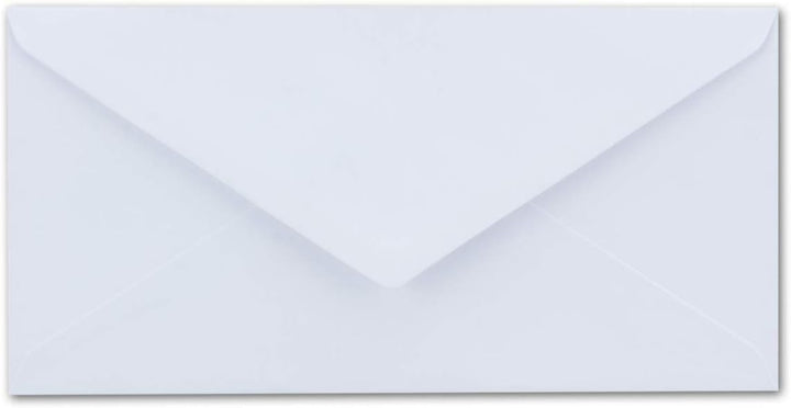 100 Brief-Umschläge DIN Lang - Weiss mit Gold-Metallic Innen-Futter - 110 x 220 mm - Nassklebung - f