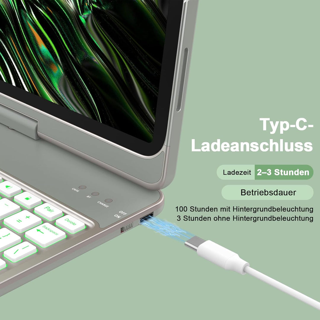 KBCASE Bluetooth Tastatur Schutzhülle für iPad 10. Gen 2022 10,9 Zoll, iPad 11. Gen 2025 A16 11 Zoll