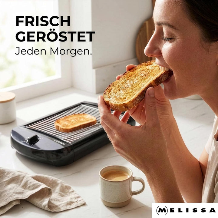 Melissa 16140145 Tisch-Toaster/Flacher Ofen-Buns-Wärmer - Toast, Sandwich & Brötchen schnell backen