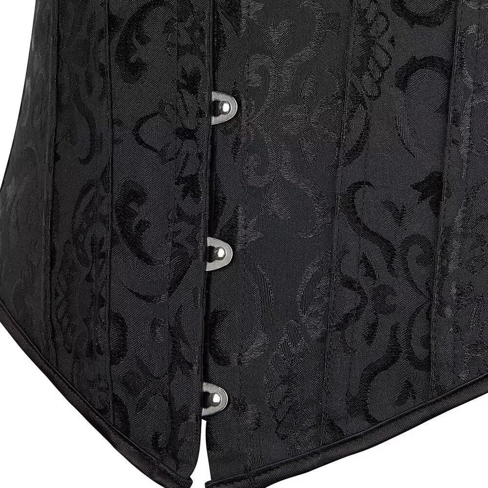 Josamogre Schwarz Korsett Damen Corset Top Sexy Corsage Korsage Vollbrust Spitze Lace Ärmel Weg Von