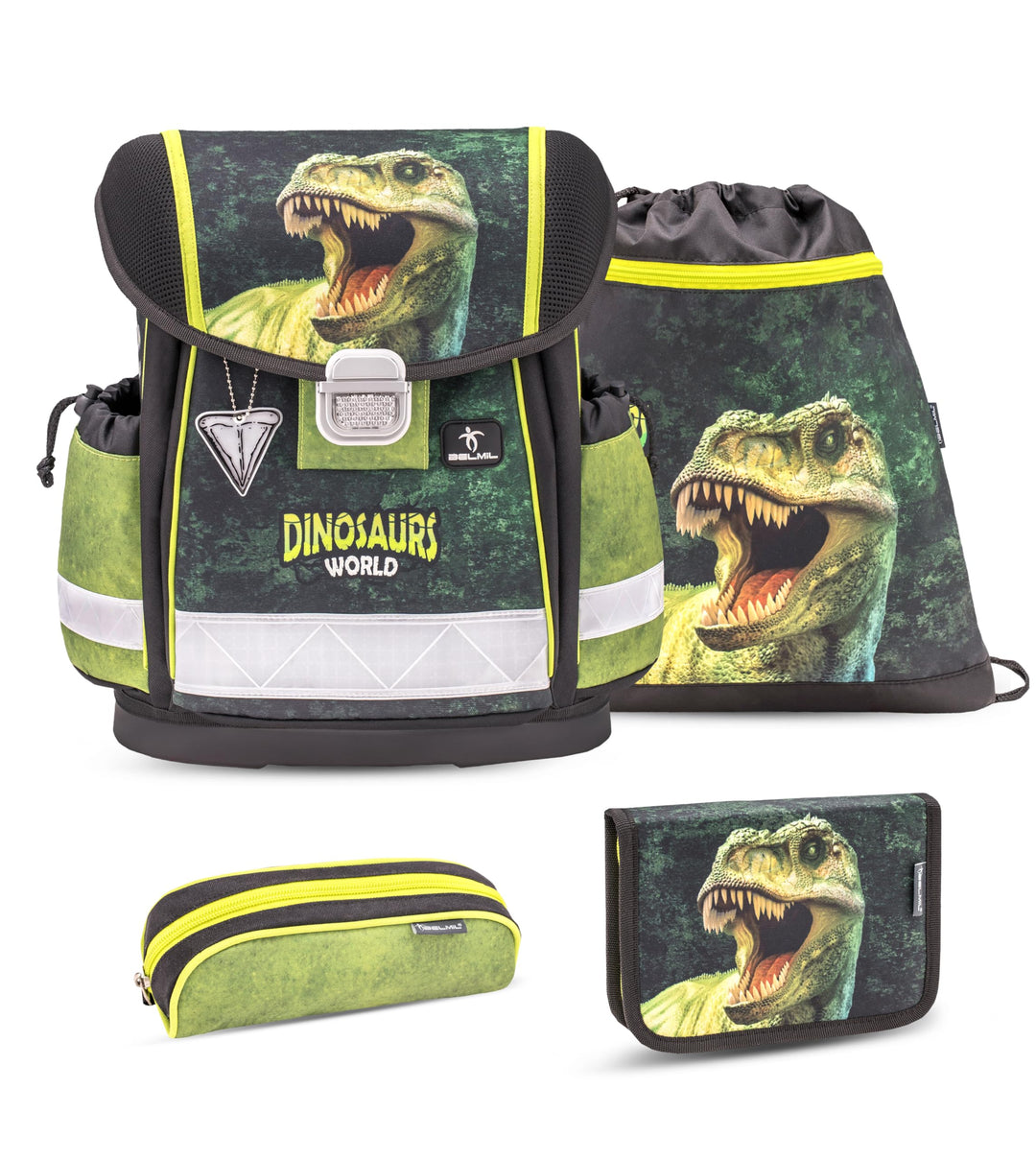 Belmil Classy Schulranzen Set 4 - teilig (403-13/AG/S) M Dinosaur World 2, M Dinosaur World 2