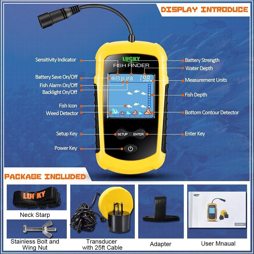 LUCKY Kajak Tragbares Fisch Tiefenmesser Wasser Handlich Fisch Finder Sonar Giessbar Kajak Boote Fis