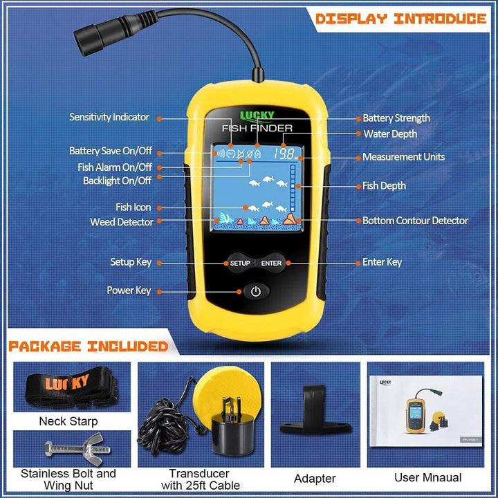 LUCKY Kajak Tragbares Fisch Tiefenmesser Wasser Handlich Fisch Finder Sonar Giessbar Kajak Boote Fis