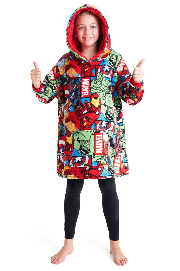 Marvel Oversize Hoodie Decke mit Ärmeln Pullover Jungen Warme Tragbare Kuscheldecke Kapuzenpullover