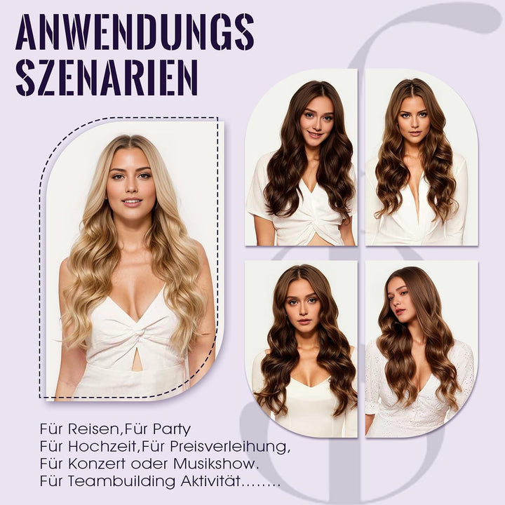 Clip in Extensions Echthaar Schwarz, 7 Stücke 120 g, 40 cm, seidig, Echthaar Haarverlängerung Clip i