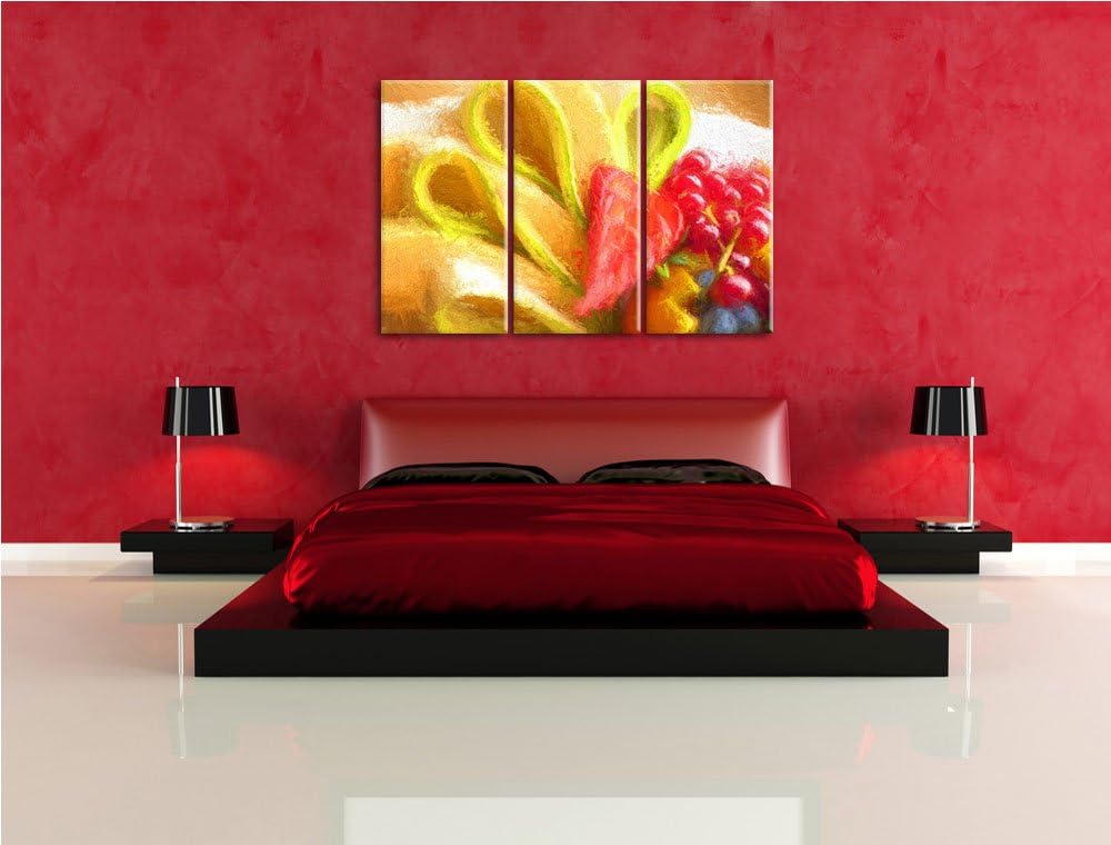 bunte Obstschale Spezial 3-Teiler Leinwandbild 120x80 Bild auf Leinwand, XXL riesige Bilder fertig g