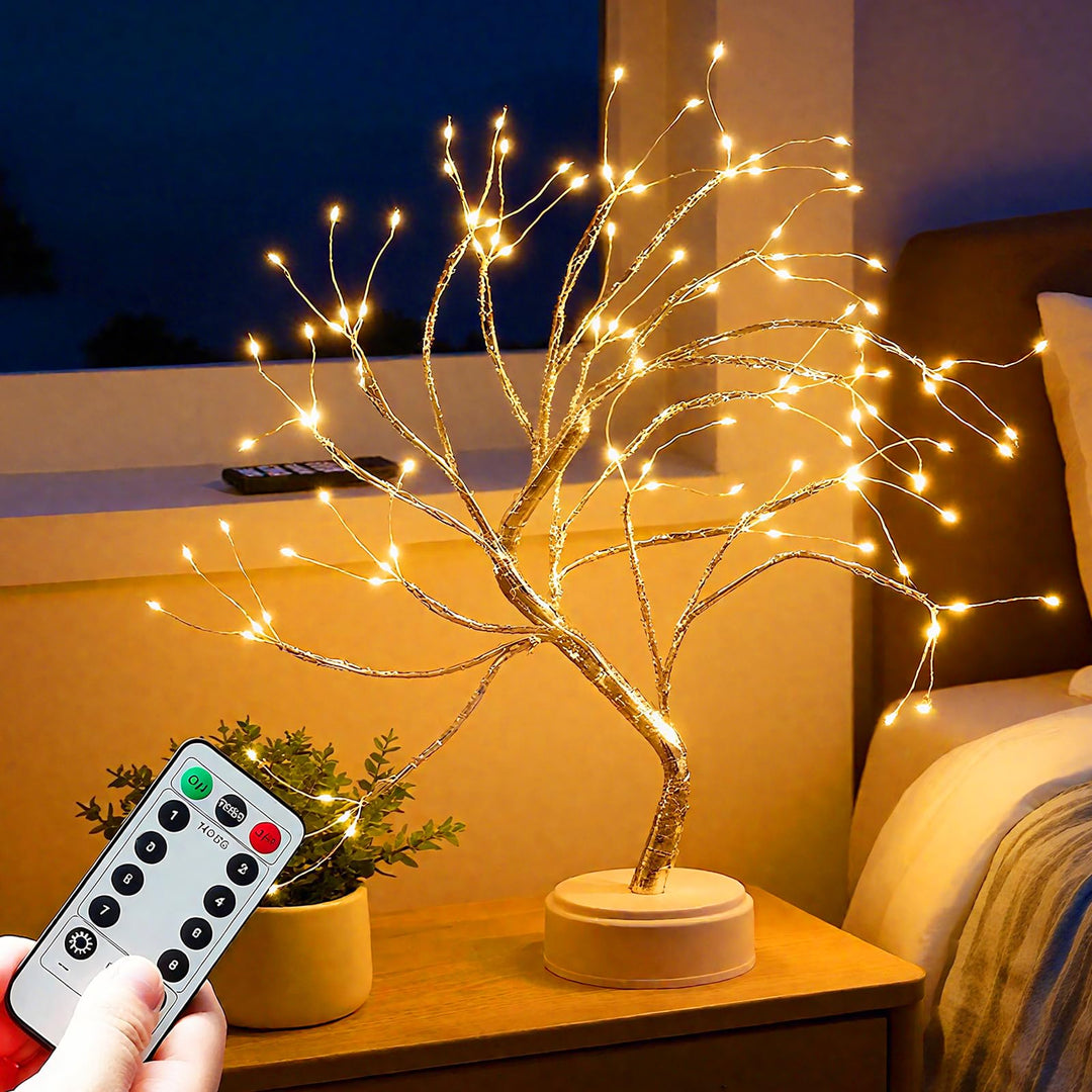 108 LED Lichterbaum Warmweiss, Dimmbar Mit Fernbedienung & Timer, 8 Modi, USB/Batteriebetrieben, Ver