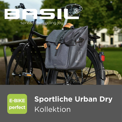 Basil Urban Dry Shopper Fahrradtasche 34 x 16 x 48 cm Dunkelgrey, 34 x 16 x 48 cm Dunkelgrey