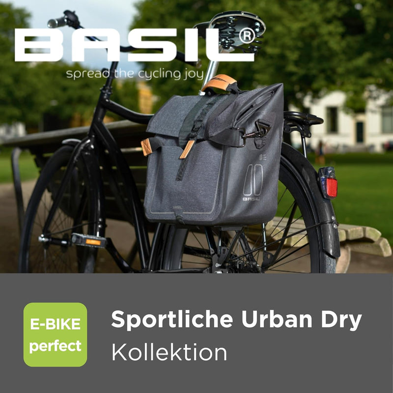 Basil Urban Dry Shopper Fahrradtasche 34 x 16 x 48 cm Schwarz, 34 x 16 x 48 cm Schwarz