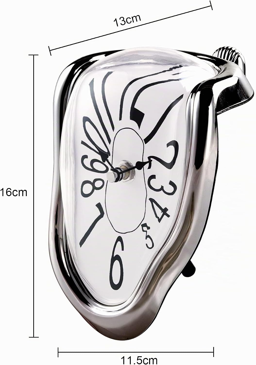 Lafocuse Lautlos Salvador Dali Uhr Silber, Geschmolzene Uhr Ohne Tickgeräusche, Tischuhren Modern Sc