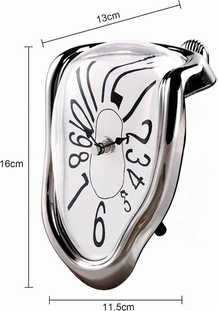 Lafocuse Lautlos Salvador Dali Uhr Silber, Geschmolzene Uhr Ohne Tickgeräusche, Tischuhren Modern Sc