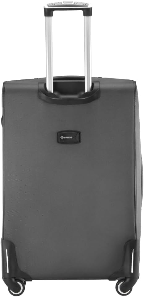 DIAMOND Grosser Weichschalenkoffer XL 28" – Grau, Codura 1200D, 360° Rollen, Zahlenschloss, Erweiter